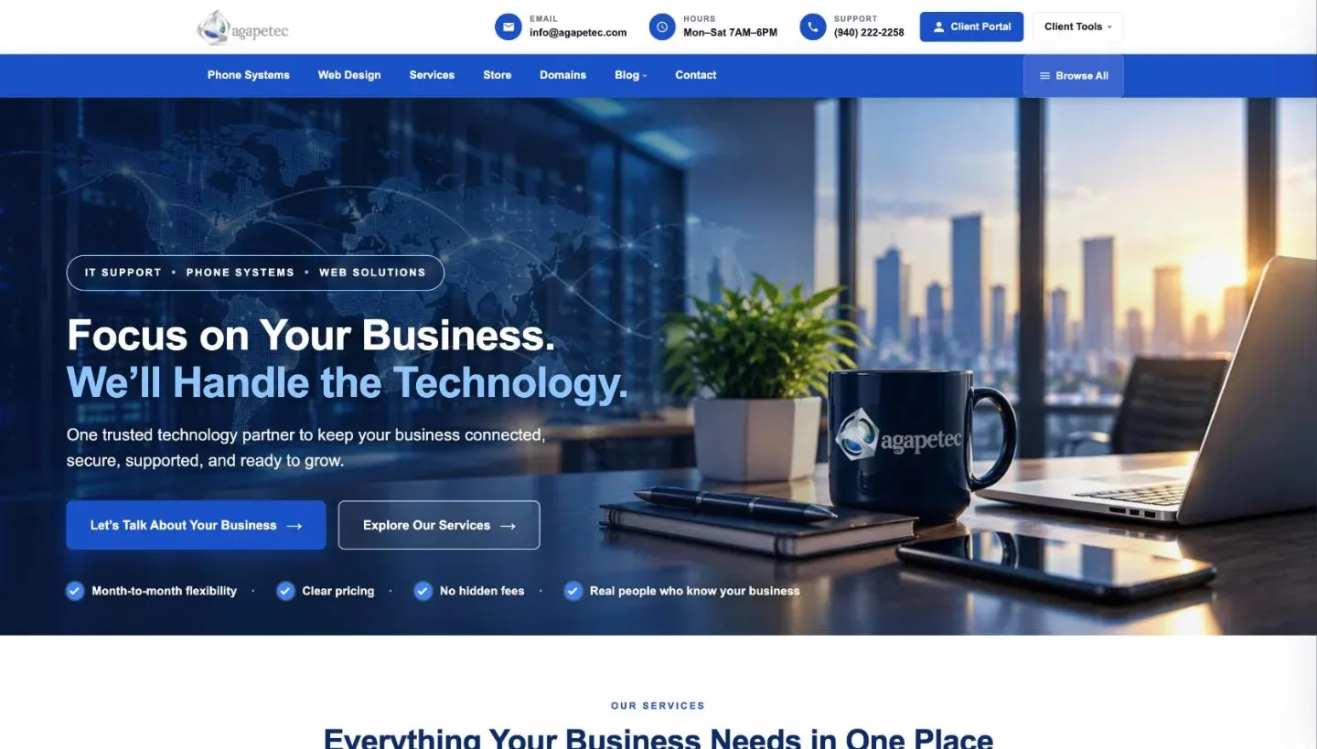 Agapetec homepage design